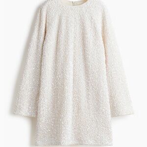 H&M Cream Textured Mini Dress
